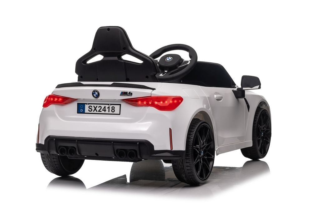 Licensed BMW M4 12V Kids Electric Car - Sports Coupe with 5-Point Harness (White)