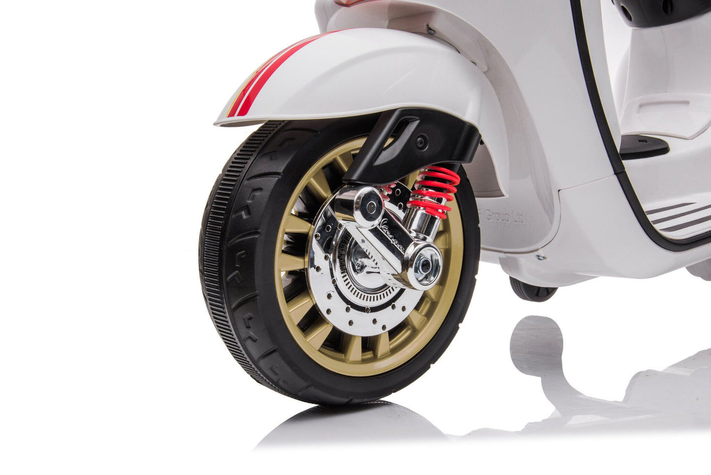 Licensed Vespa Sprint 12V Kids Electric Scooter - Classic Style with Music Module (White)