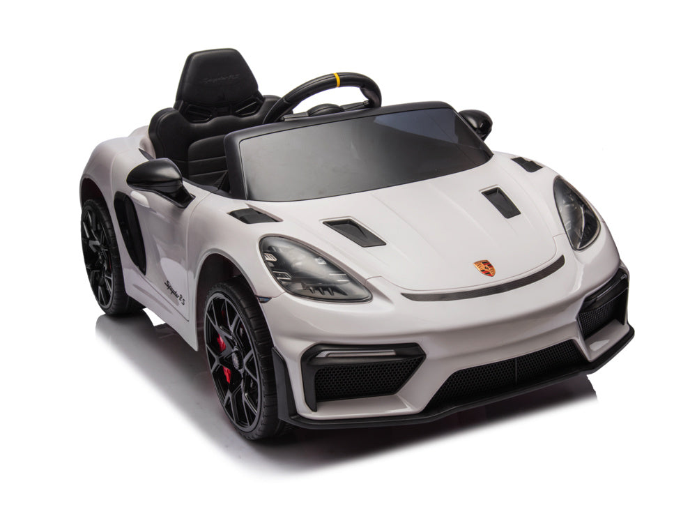 Licensed Porsche Spyder RS 12V Kids Electric Car with Lithium Battery (White)