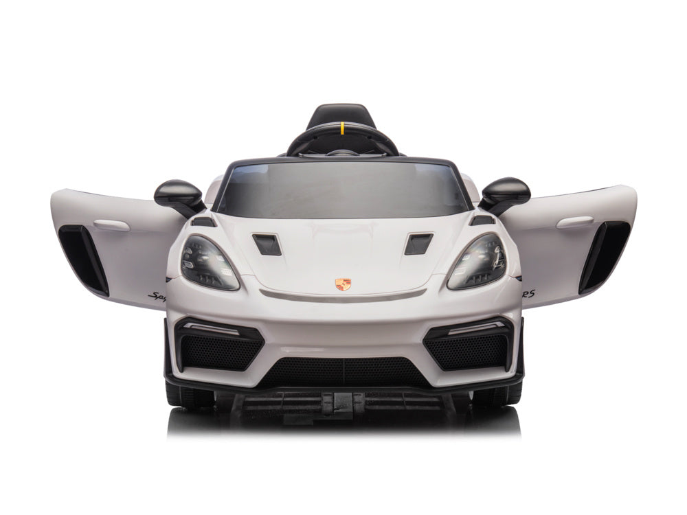Licensed Porsche Spyder RS 12V Kids Electric Car with Lithium Battery (White)