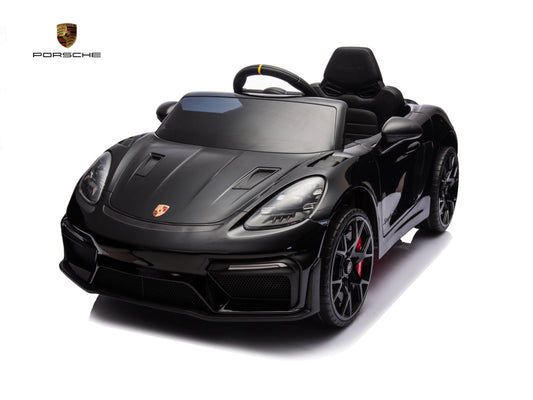 Licensed Porsche Spyder RS 12V Kids Electric Car - Sports Car with Lithium Battery (Black)