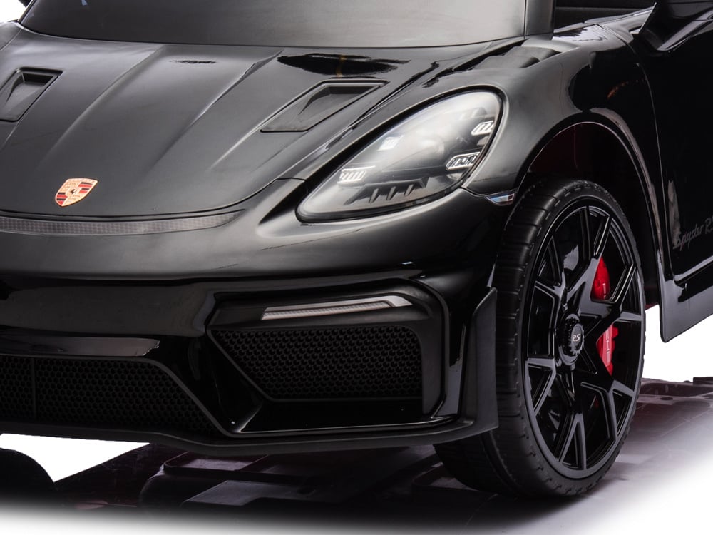 Licensed Porsche Spyder RS 12V Kids Electric Car - Sports Car with Lithium Battery (Black)