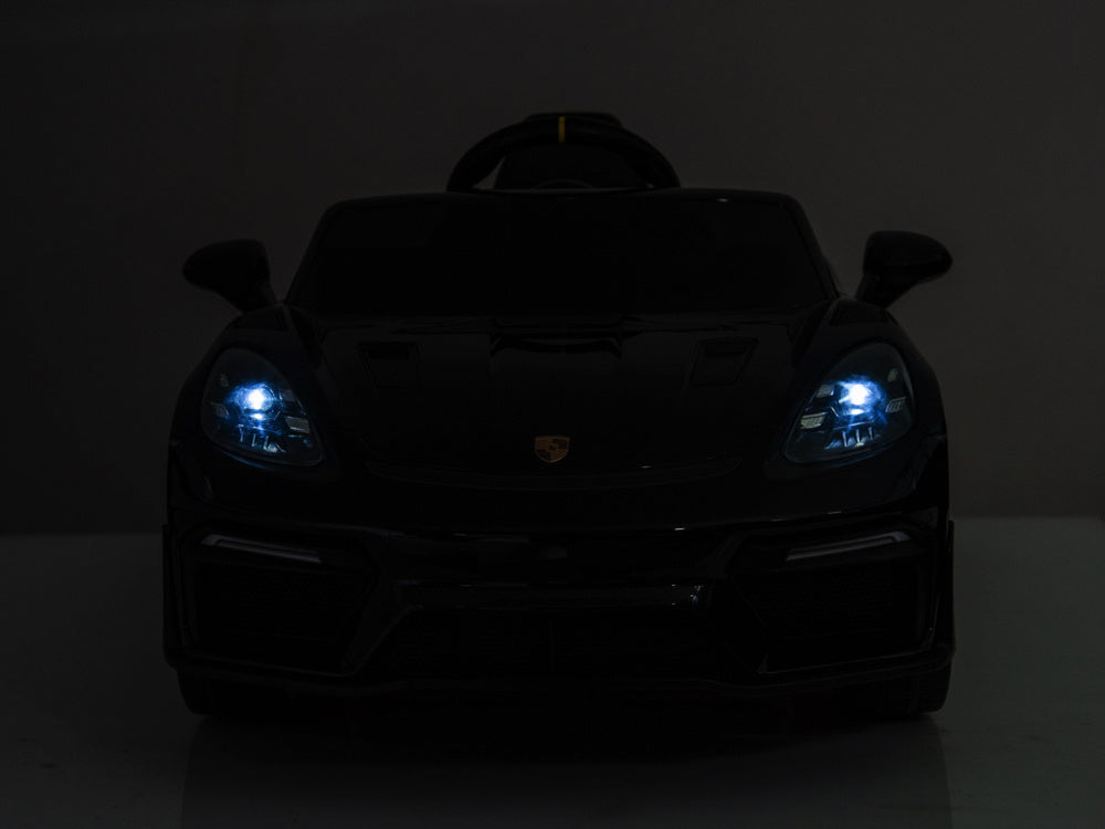 Licensed Porsche Spyder RS 12V Kids Electric Car - Sports Car with Lithium Battery (Black)