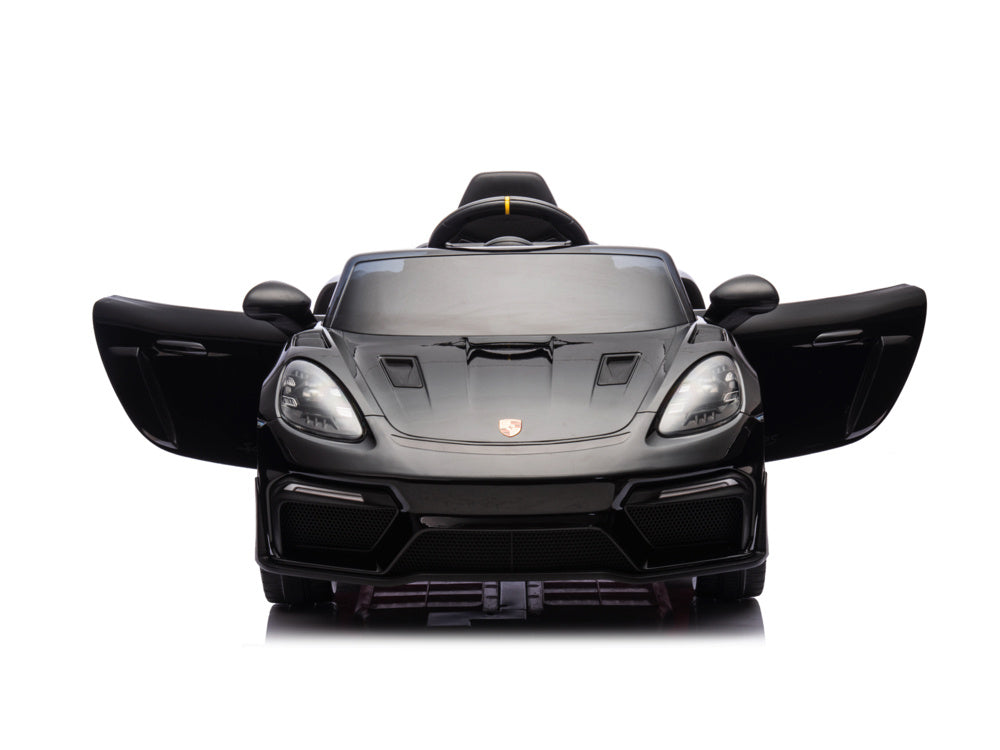 Licensed Porsche Spyder RS 12V Kids Electric Car - Sports Car with Lithium Battery (Black)