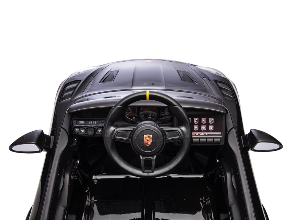 Licensed Porsche Spyder RS 12V Kids Electric Car - Sports Car with Lithium Battery (Black)