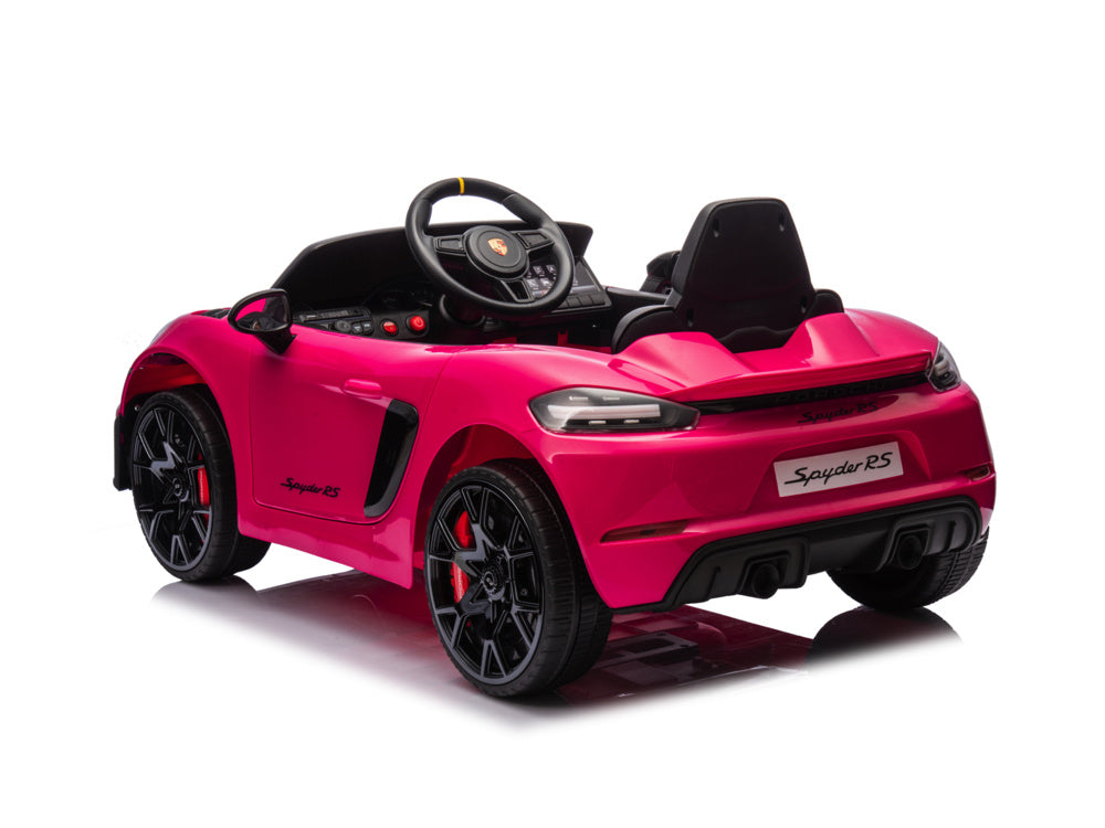 Licensed Porsche Spyder RS 12V Kids Electric Car - Sports Car with Lithium Battery (Pink)