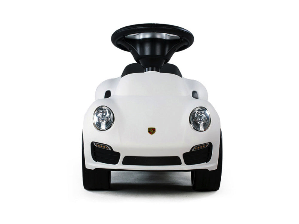Licensed Porsche 911 Push Car - Ride-On Toy with Leather Seat (White)