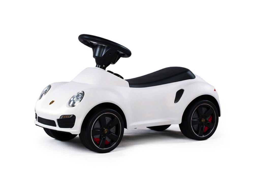 Licensed Porsche 911 Push Car - Ride-On Toy with Leather Seat (White)