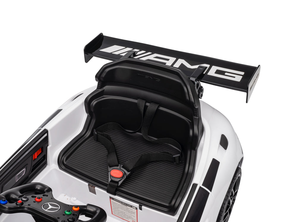 Licensed Mercedes-Benz GT3 AMG 12V Kids Electric Car - Sports Coupe with Bluetooth (White)