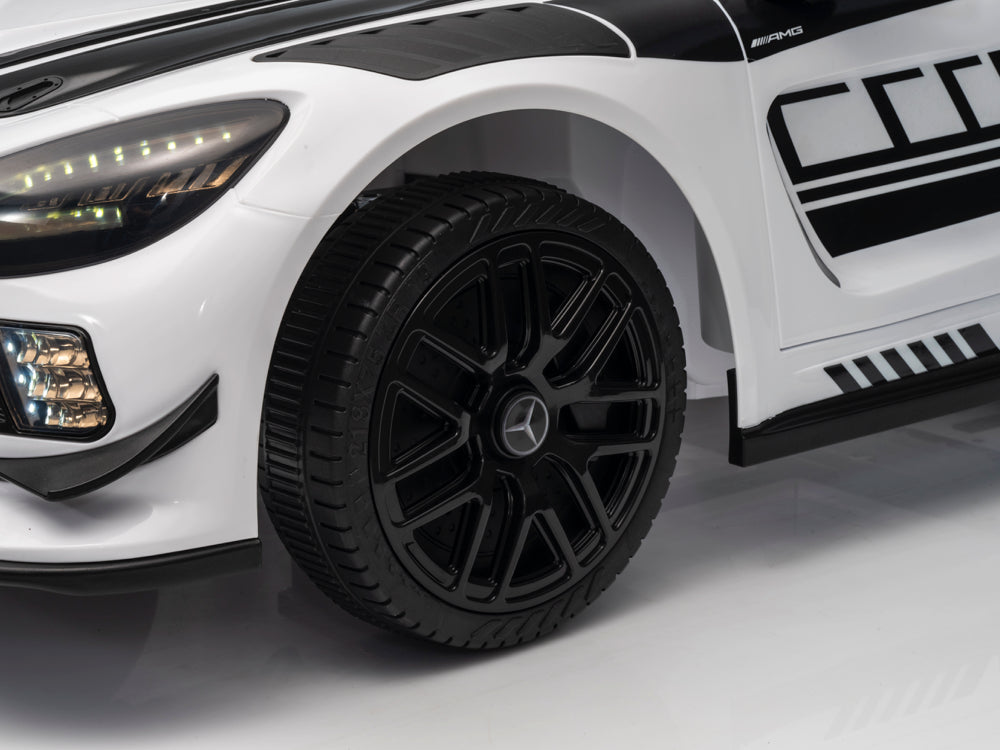 Licensed Mercedes-Benz GT3 AMG 12V Kids Electric Car - Sports Coupe with Bluetooth (White)