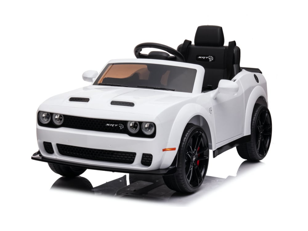 Dodge Challenger SRT 12V Kids Electric Car - Muscle Car with Remote Control (White)