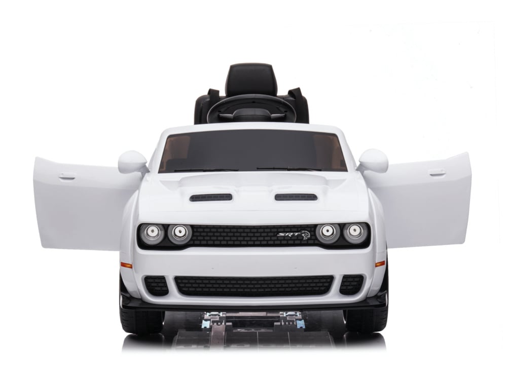 Dodge Challenger SRT 12V Kids Electric Car - Muscle Car with Remote Control (White)