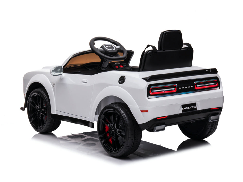 Dodge Challenger SRT 12V Kids Electric Car - Muscle Car with Remote Control (White)