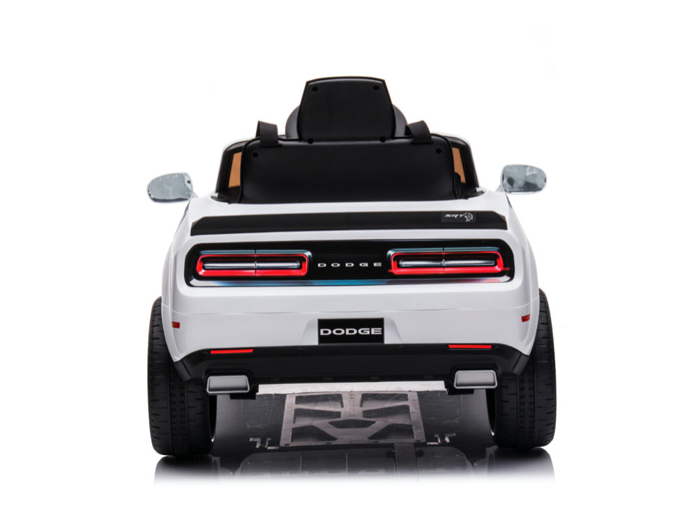 Dodge Challenger SRT 12V Kids Electric Car - Muscle Car with Remote Control (White)