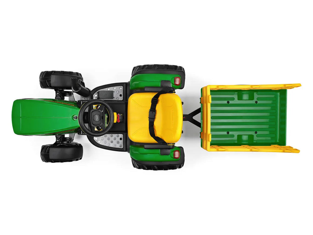 Licensed John Deere Kids Tractor with Trailer - 12V 330W with Remote Control (Green)