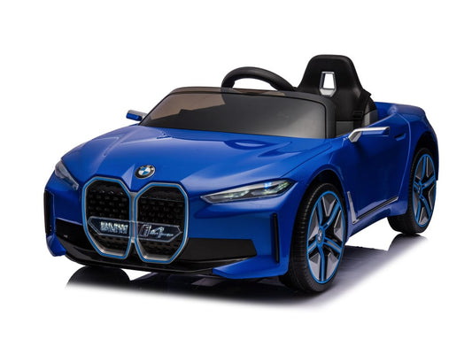 Licensed BMW i4 12V Kids Electric Car - Premium Sedan with Bluetooth & Dashboard Lighting (Blue)