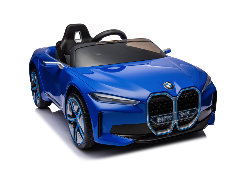 Licensed BMW i4 12V Kids Electric Car - Premium Sedan with Bluetooth & Dashboard Lighting (Blue)