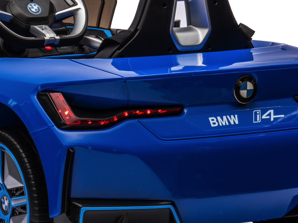 Licensed BMW i4 12V Kids Electric Car - Premium Sedan with Bluetooth & Dashboard Lighting (Blue)