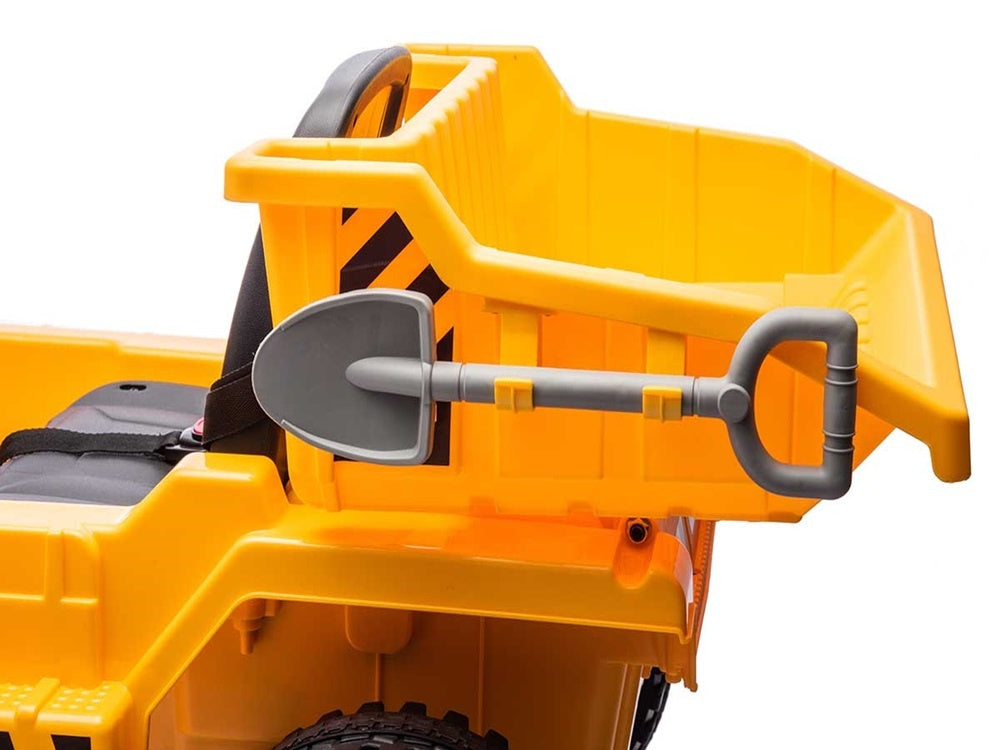Construction Work Vehicle 12V Kids Electric Car - 4WD with Dump Bed & Bluetooth (Yellow)