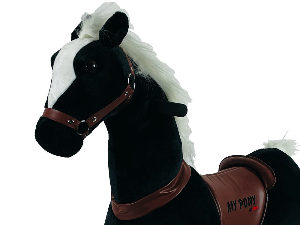 MY PONY Ride-On Horse Toy - Galloping Action for Kids Ages 3-6 (Small White/Brown)