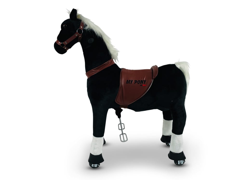 MY PONY Ride-On Horse Toy - Galloping Action for Kids Ages 3-6 (Small White/Brown)