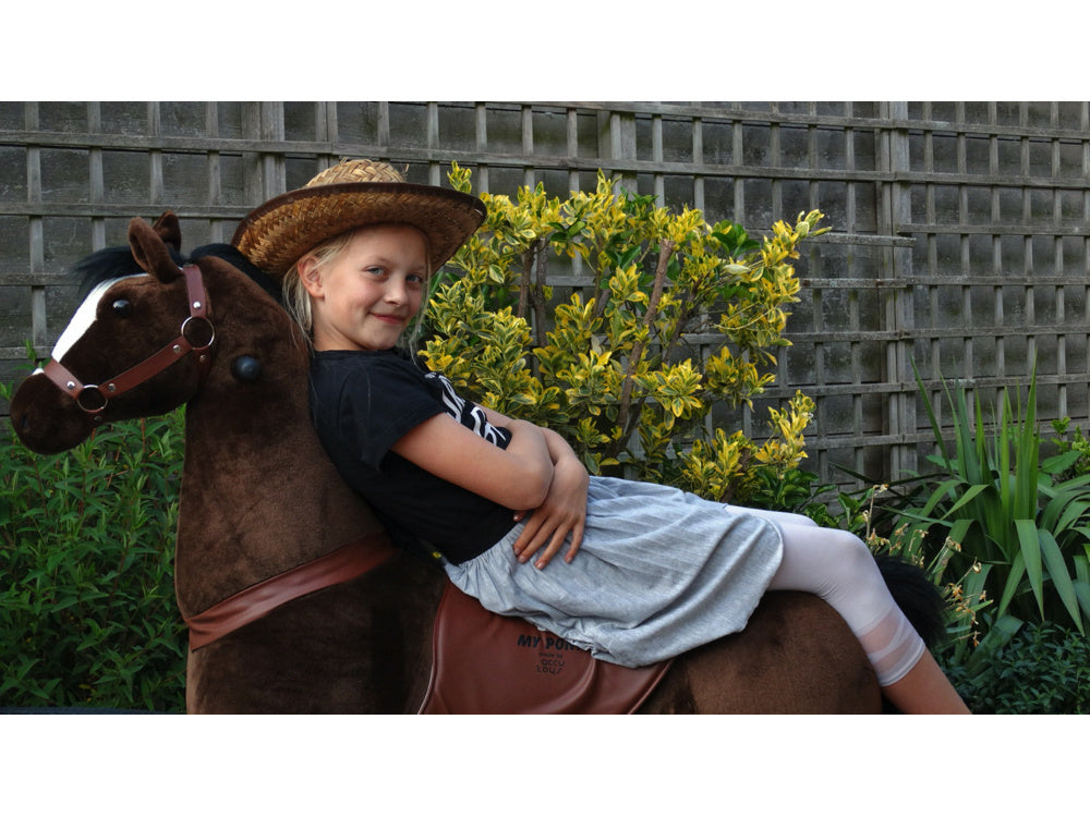 MY PONY Ride-On Horse Toy - Galloping Action for Ages 8+ (Large Brown)