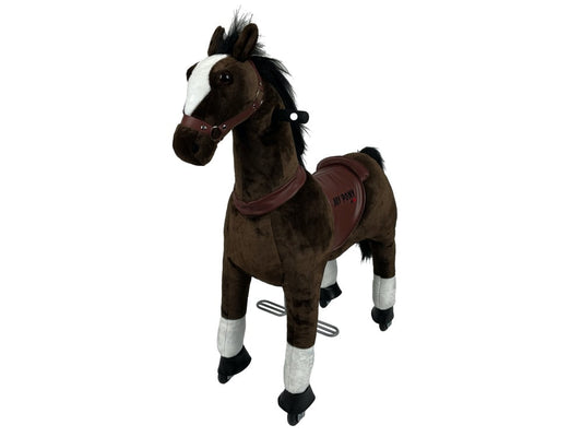 MY PONY Ride-On Horse Toy - Galloping Action for Kids Ages 3-6 (Small Brown)
