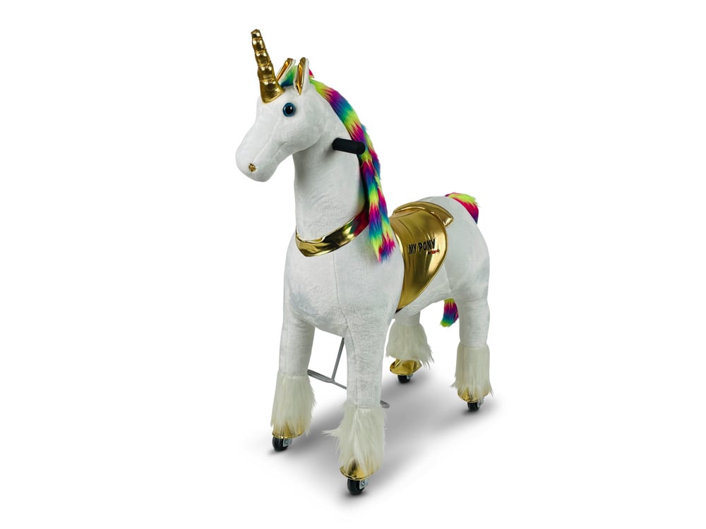 MY PONY Ride-On Unicorn Toy - Galloping Action for Kids Ages 3-6 (Small White/Purple)
