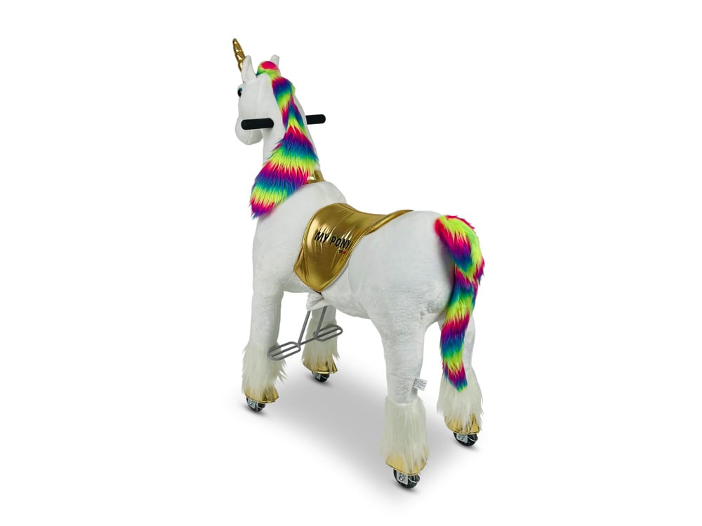 MY PONY Ride-On Unicorn Toy - Galloping Action for Kids Ages 3-6 (Small White/Purple)