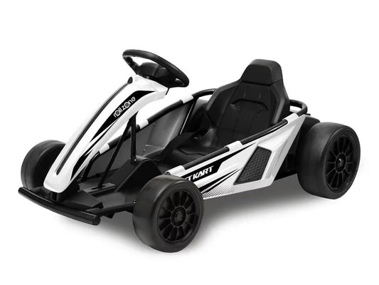 24V Electric Drift Go-Kart - 200W Motors with Drift Function (White)