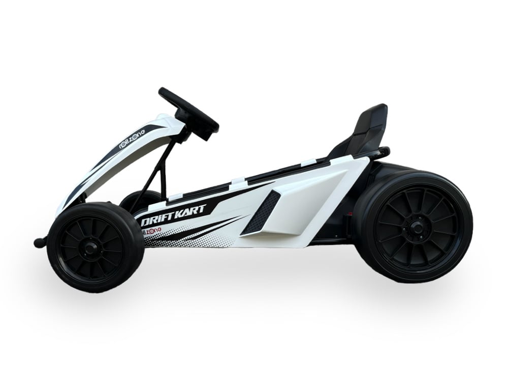 24V Electric Drift Go-Kart - 200W Motors with Drift Function (White)
