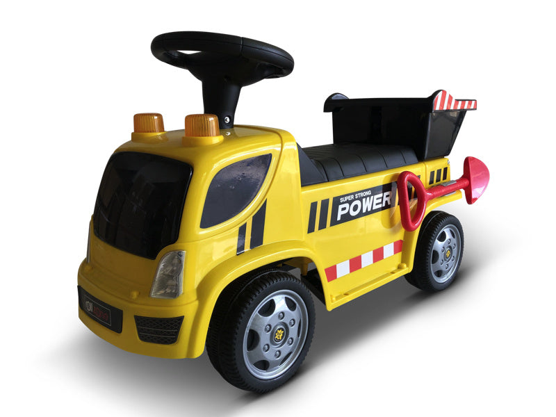 Construction Truck Push Car - With Working Dump Bed & Shovel (Yellow)
