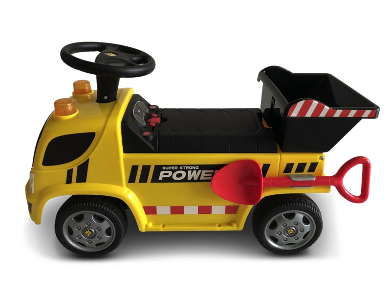 Construction Truck Push Car - With Working Dump Bed & Shovel (Yellow)