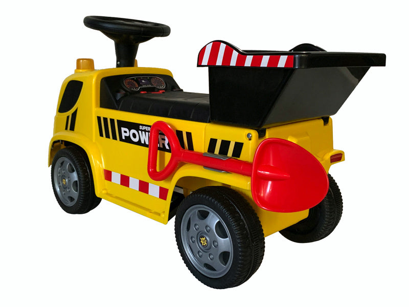 Construction Truck Push Car - With Working Dump Bed & Shovel (Yellow)