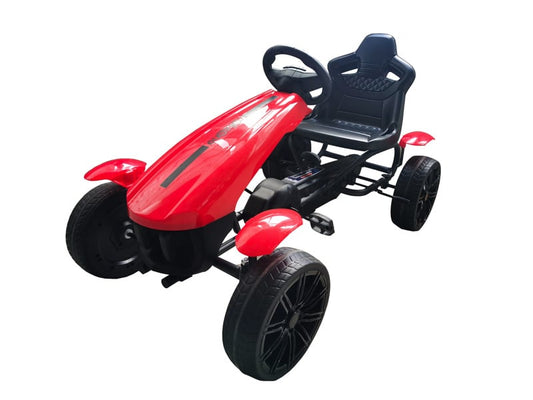 Pedal Go-Kart for Kids - Chain Drive with Hand Brake & Freewheel (Red)