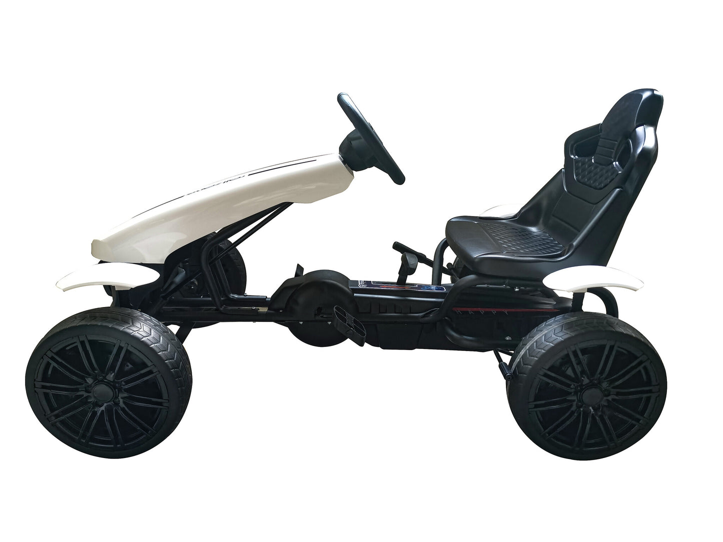 Pedal Go-Kart for Kids - Chain Drive with Hand Brake & Freewheel (White)