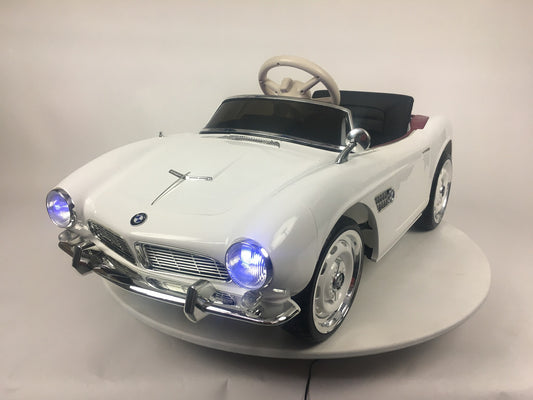 Licensed BMW 507 Classic 12V Kids Electric Car - Vintage Roadster with Pull Handle