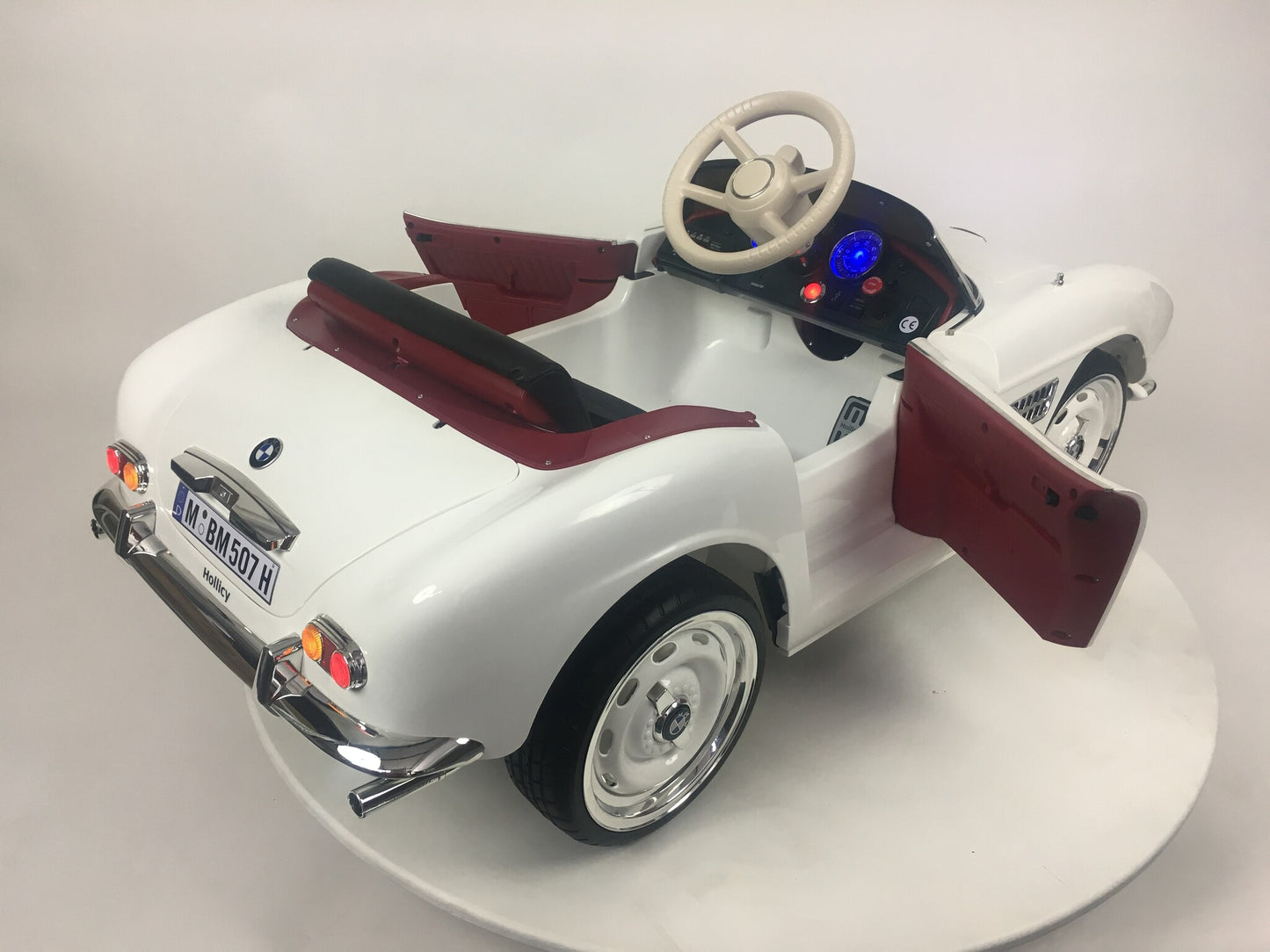 Licensed BMW 507 Classic 12V Kids Electric Car - Vintage Roadster with Pull Handle