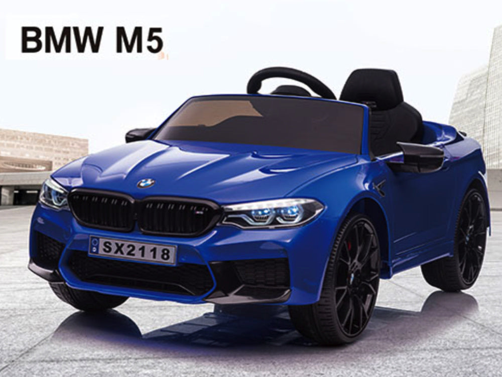 Licensed BMW M5 24V Kids Electric Car - Premium Sedan with Pull Handle (Blue)