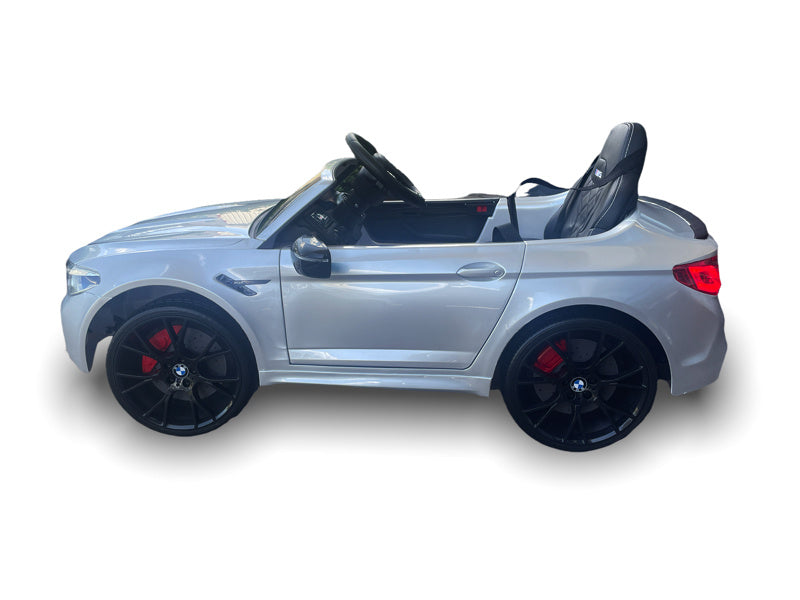 Licensed BMW M5 24V Kids Electric Car - Premium Sedan with 5-Point Harness & Pull Handle (Silver)
