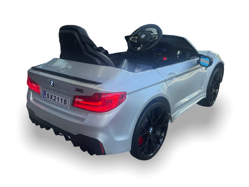 Licensed BMW M5 24V Kids Electric Car - Premium Sedan with 5-Point Harness & Pull Handle (Silver)