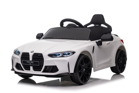 Licensed BMW M4 12V Kids Electric Car - Sports Coupe with 5-Point Harness (White)