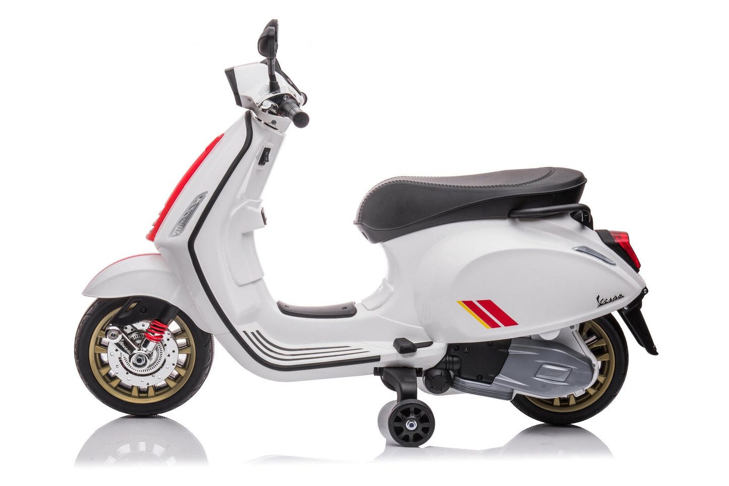 Licensed Vespa Sprint 12V Kids Electric Scooter - Classic Style with Music Module (White)