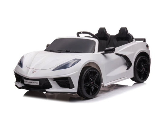 Licensed Corvette Stingray 12V Kids Electric Car - 2-Seater Sports Car (White)