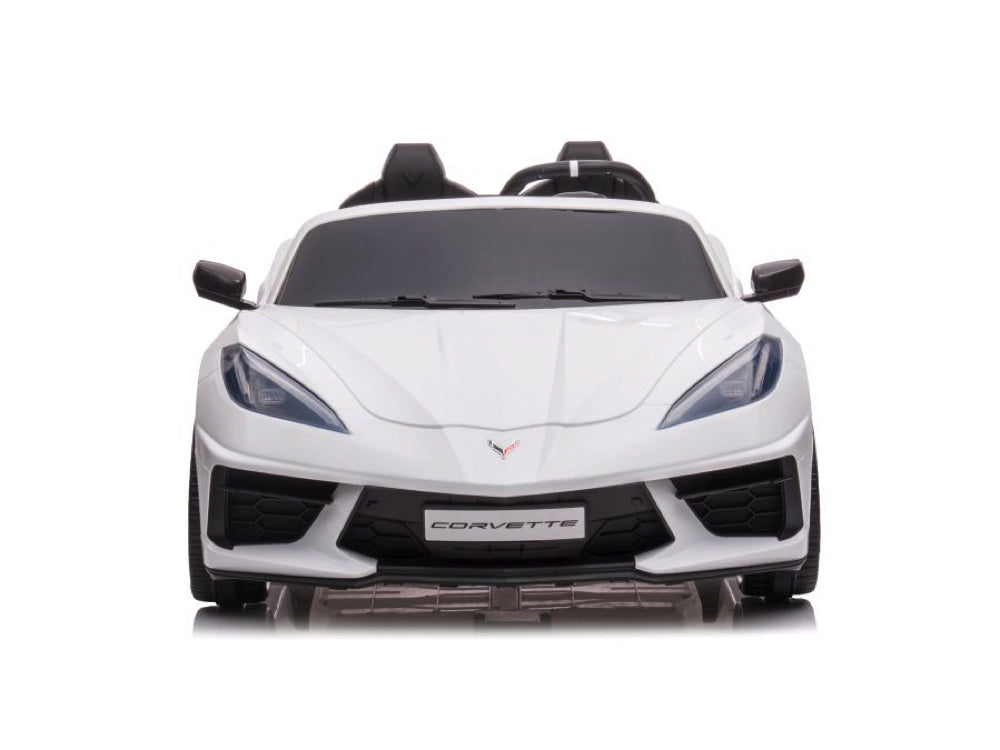Licensed Corvette Stingray 12V Kids Electric Car - 2-Seater Sports Car (White)