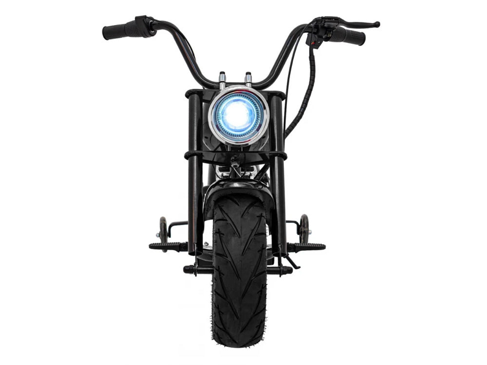 Chopper Warrior 24V Electric Kids Motorcycle - With Air Tires & Leather Seat (Black)