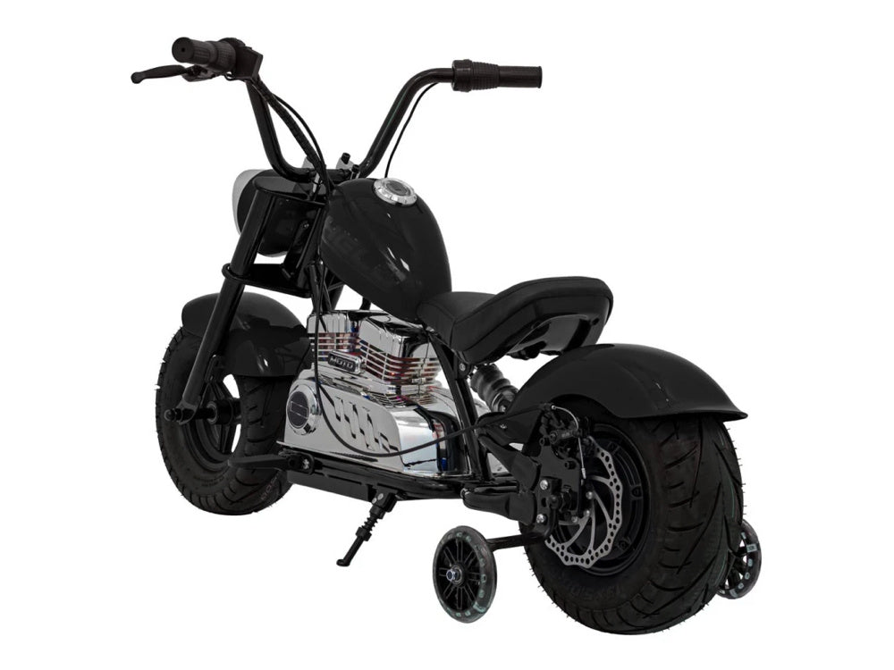 Chopper Warrior 24V Electric Kids Motorcycle - With Air Tires & Leather Seat (Black)