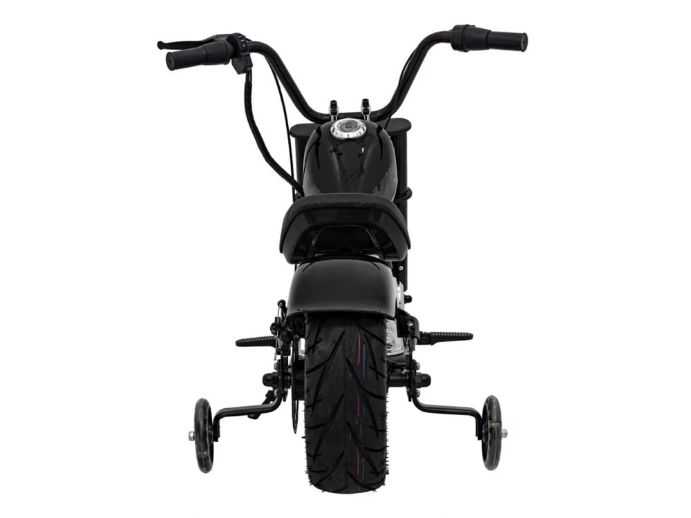 Chopper Warrior 24V Electric Kids Motorcycle - With Air Tires & Leather Seat (Black)