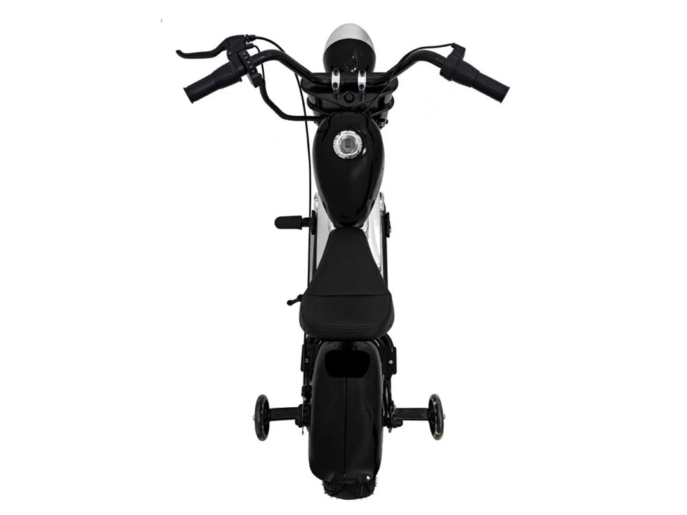 Chopper Warrior 24V Electric Kids Motorcycle - With Air Tires & Leather Seat (Black)