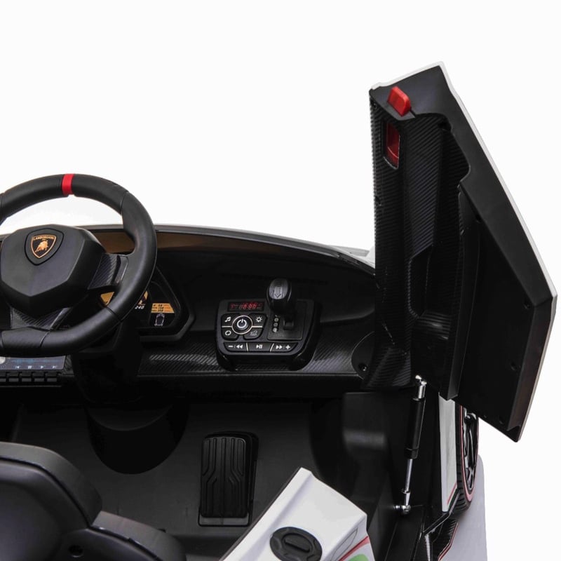 Licensed Lamborghini Veneno 12V Kids Electric Car - 2-Seater with 4WD & Swing Function (White)